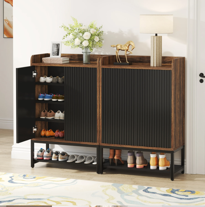 5-Laags Schoenenkast met Deuren – Smal Ontwerp en Houten Opbergkast