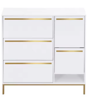 Grote Schoenenkast met 3 Kleppen – Ingebouwde Zitsteun en Open Opbergvakken