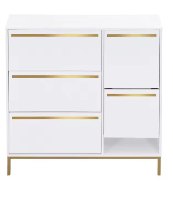 Grote Schoenenkast met 3 Kleppen – Ingebouwde Zitsteun en Open Opbergvakken