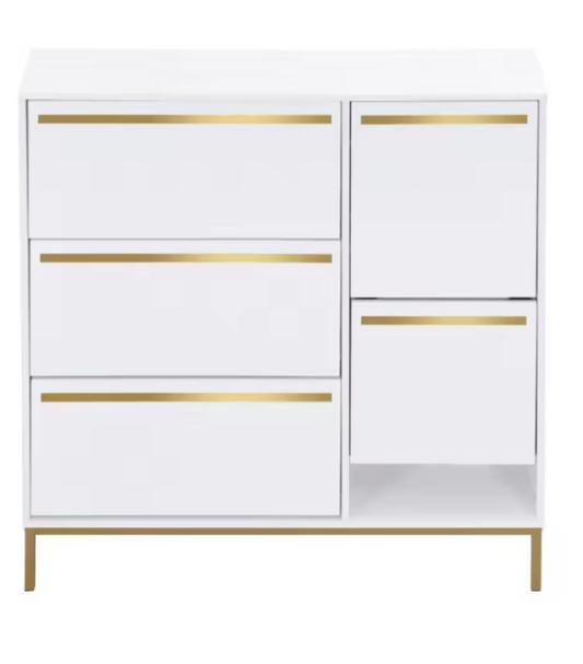 Grote Schoenenkast met 3 Kleppen – Ingebouwde Zitsteun en Open Opbergvakken