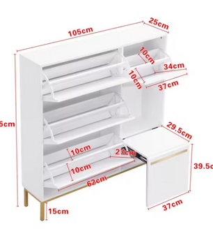 Grote Schoenenkast met 3 Kleppen – Ingebouwde Zitsteun en Open Opbergvakken