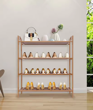 Bamboe Schoenenrek – 4-Laags Organizer met Grote Capaciteit en Open Design