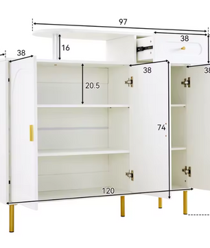 Moderne Dressoir- en Schoenenkast – 1 Lade en 3 Deuren, Wit