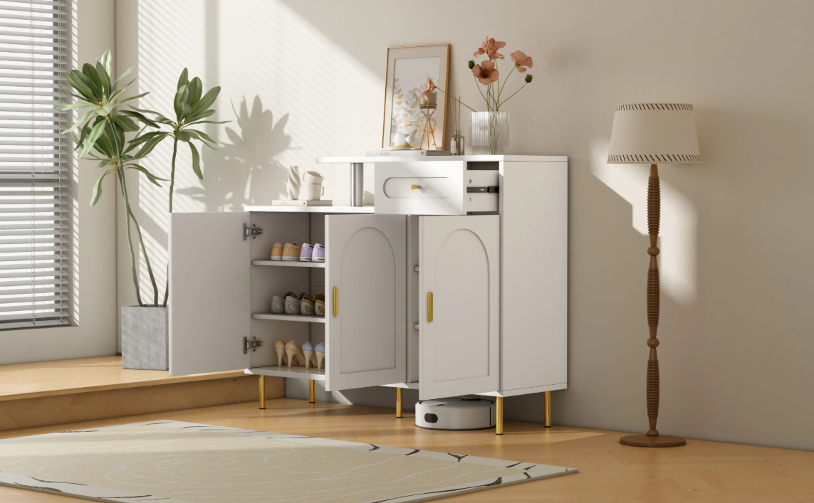 Moderne Dressoir- en Schoenenkast – 1 Lade en 3 Deuren, Wit