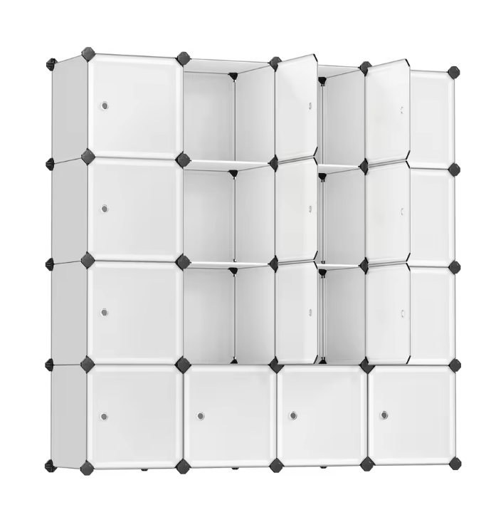 Modulaire Opbergkast – 16-Vaks DIY Kast van Kunststof en Metaal
