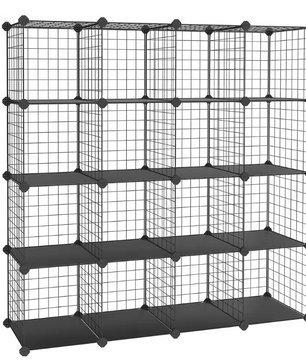Modulaire Opbergkast – 16-Vaks DIY Rek van Metaal en Kunststof