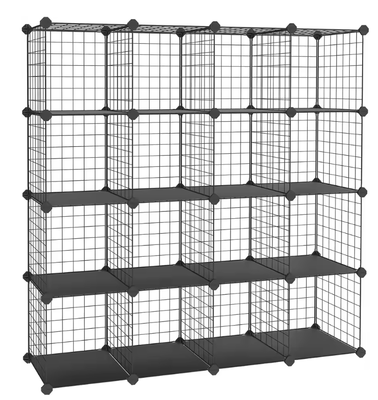 Modulaire Opbergkast – 16-Vaks DIY Rek van Metaal en Kunststof