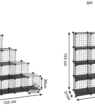 Modulaire Opbergkast – 16-Vaks DIY Rek van Metaal en Kunststof