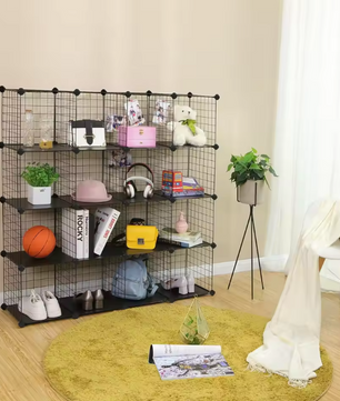 Modulaire Opbergkast – 16-Vaks DIY Rek van Metaal en Kunststof