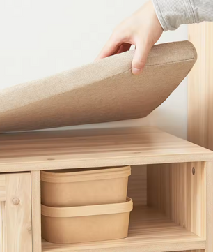 Schoenenbank met Zitting – Bambou en MDF, Met Schuifdeuren en Opbergruimte