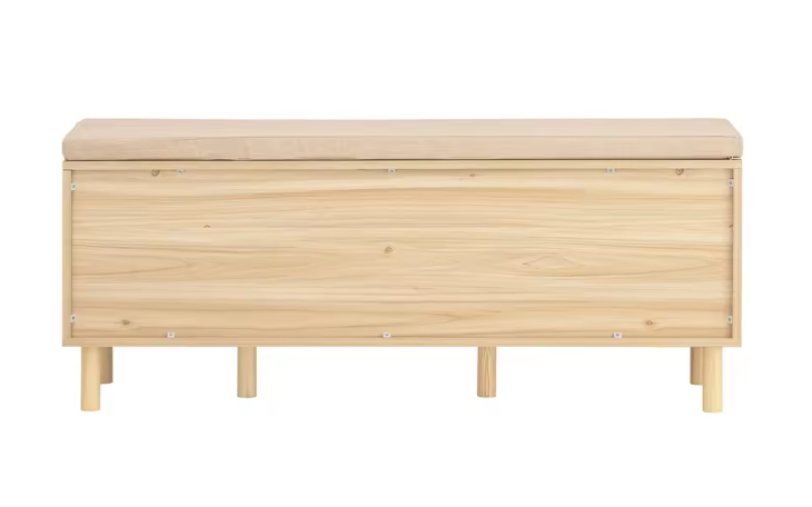 Schoenenbank met Zitting – Bambou en MDF, Met Schuifdeuren en Opbergruimte