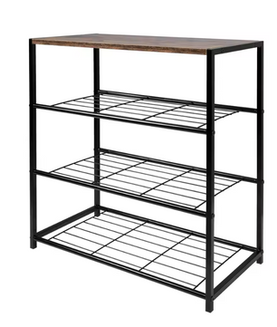 Schoenenbank met Zitting – 3-Laags Metaal en MDF Schoenenrek
