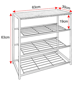 Schoenenbank met Zitting – 3-Laags Metaal en MDF Schoenenrek