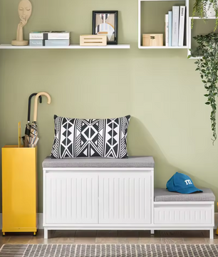 Witte Schoenenbank met Zitting en Opbergruimte – 100×35×42 cm