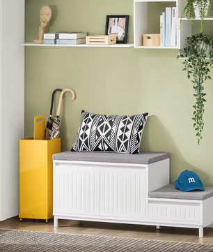 Witte Schoenenbank met Zitting en Opbergruimte – 100×35×42 cm