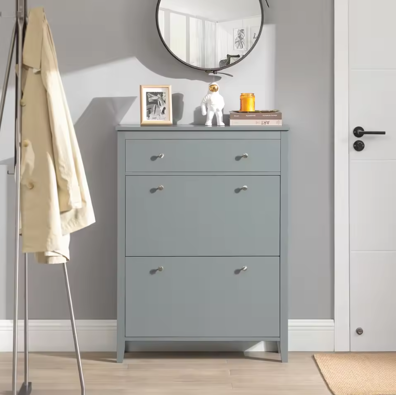 Schoenenkast met 2 Kleppen en Lade – MDF, Compact en Stijlvol (80×108×25 cm)