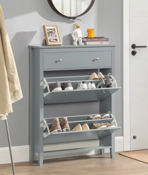 Schoenenkast met 2 Kleppen en Lade – MDF, Compact en Stijlvol (80×108×25 cm)