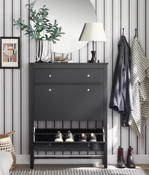 Schoenenkast met 2 Kleppen en Lade – MDF, Compact en Stijlvol (80×108×25 cm)