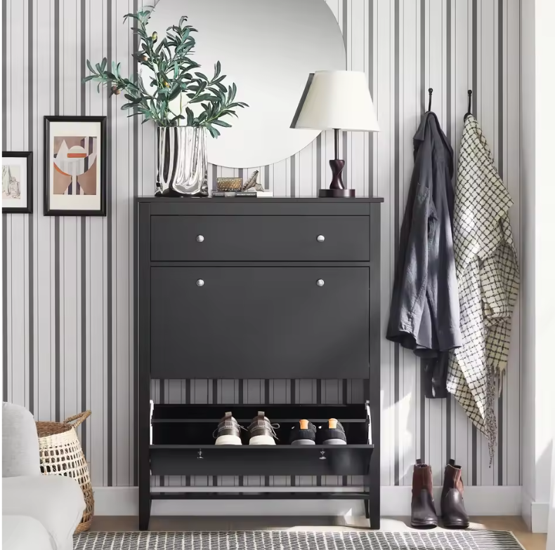 Schoenenkast met 2 Kleppen en Lade – MDF, Compact en Stijlvol (80×108×25 cm)