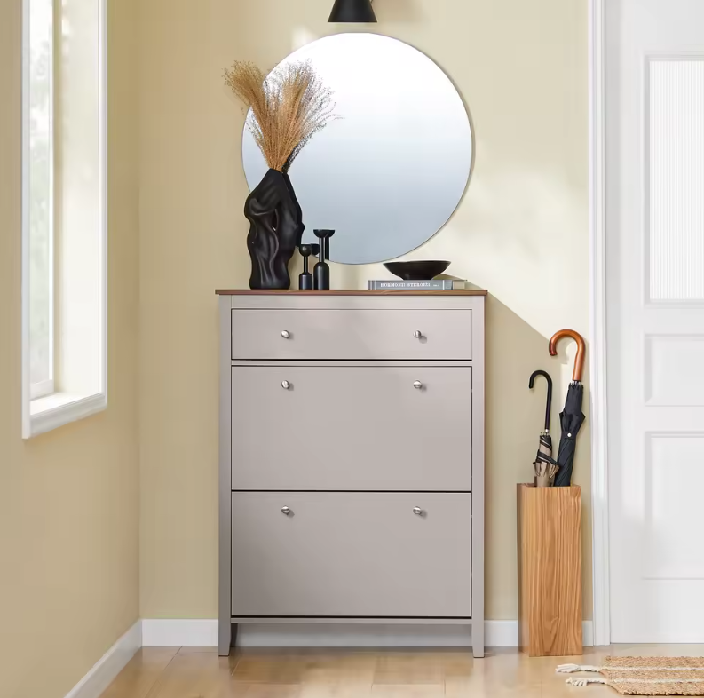 Schoenenkast met 2 Kleppen en Lade – MDF, Compact en Stijlvol (80×108×25 cm)