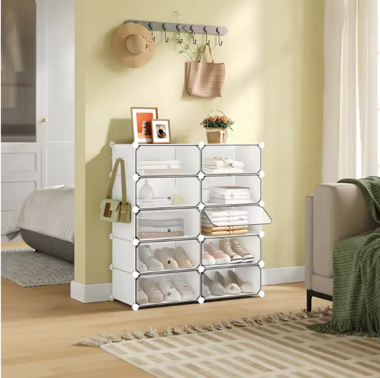 Transparante Schoenenkast Set van 10 – Stapelbaar en Stofvrij (40×30×170 cm)