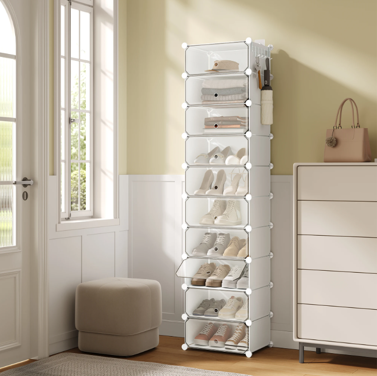 Transparante Schoenenkast Set van 10 – Stapelbaar en Stofvrij (40×30×170 cm)
