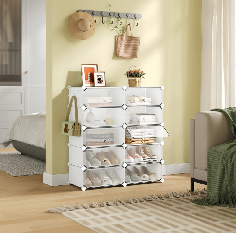 Transparante Schoenenkast Set van 10 – Stapelbaar en Stofvrij (40×30×170 cm)