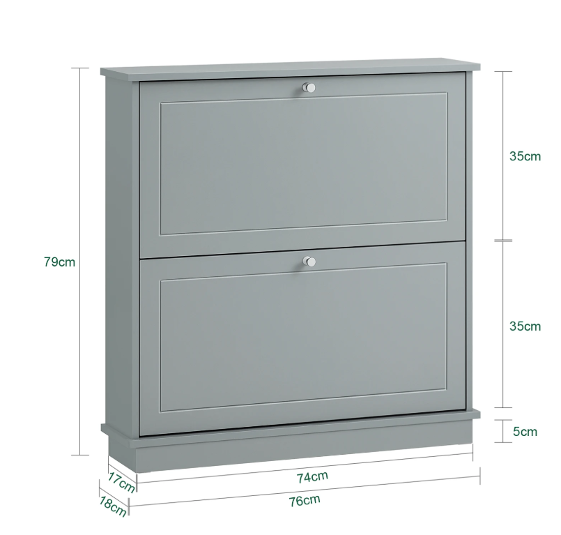 Smalle Schoenenkast met 2 Kleppen – ompact en Ruimtebesparend