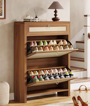 Vintage Schoenenkast met 2 Kleppen – Smal, Ruimtebesparend en Stijlvol