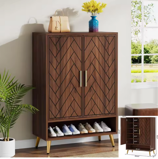 Vintage Schoenenkast met 2 Kleppen – Smal, Ruimtebesparend en Stijlvol