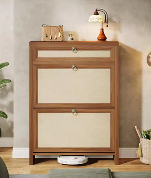 Vintage Schoenenkast met 2 Kleppen – Smal, Ruimtebesparend en Stijlvol