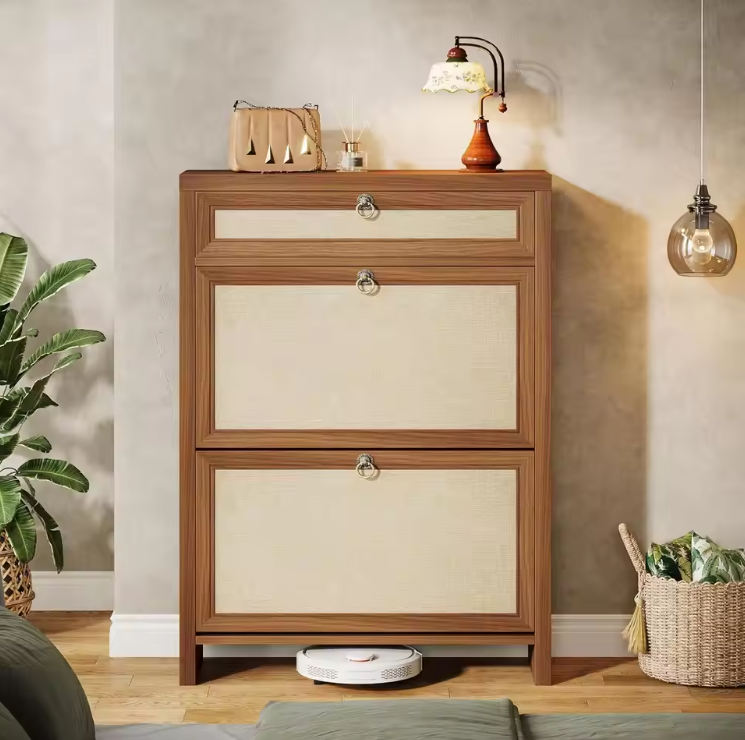 Vintage Schoenenkast met 2 Kleppen – Smal, Ruimtebesparend en Stijlvol