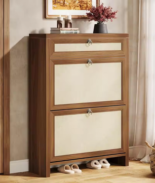 Vintage Schoenenkast met 2 Kleppen – Smal, Ruimtebesparend en Stijlvol