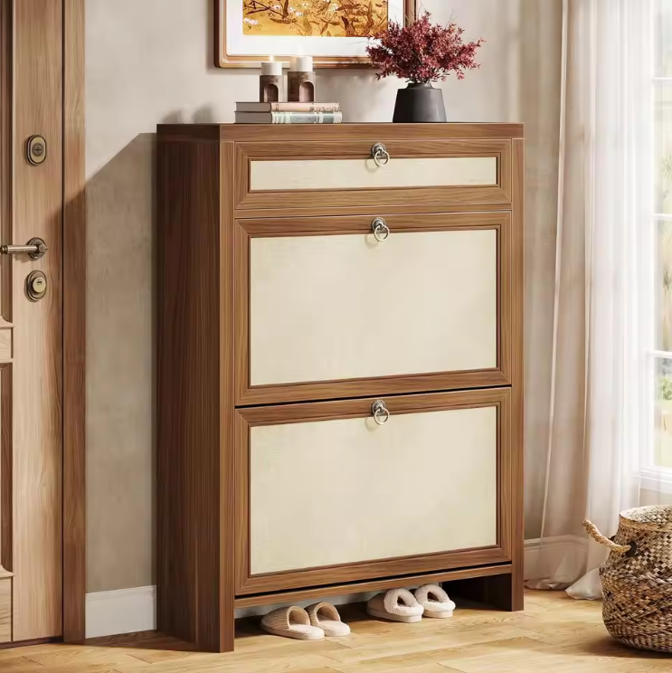 Vintage Schoenenkast met 2 Kleppen – Smal, Ruimtebesparend en Stijlvol