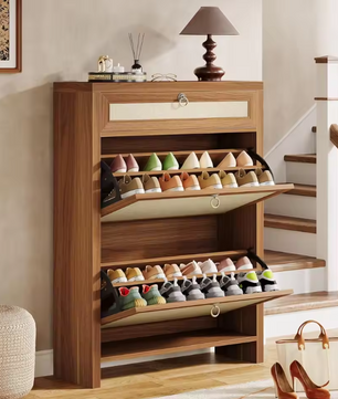 Vintage Schoenenkast met 2 Kleppen – Smal, Ruimtebesparend en Stijlvol