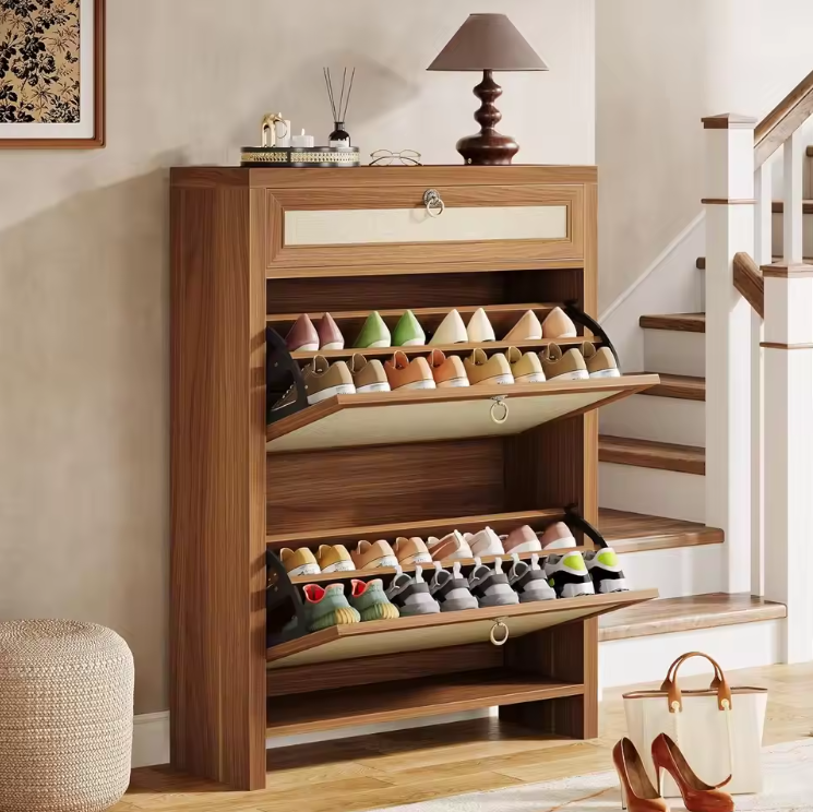 Vintage Schoenenkast met 2 Kleppen – Smal, Ruimtebesparend en Stijlvol