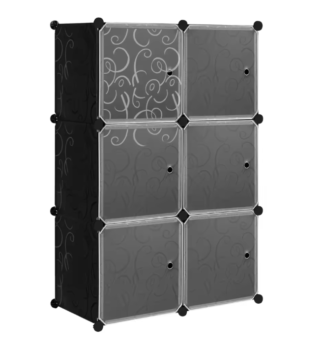 Schoenenkast met 6 Stapelbare Deuren – Modulaire Plastic Opbergboxen