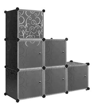 Schoenenkast met 6 Stapelbare Deuren – Modulaire Plastic Opbergboxen