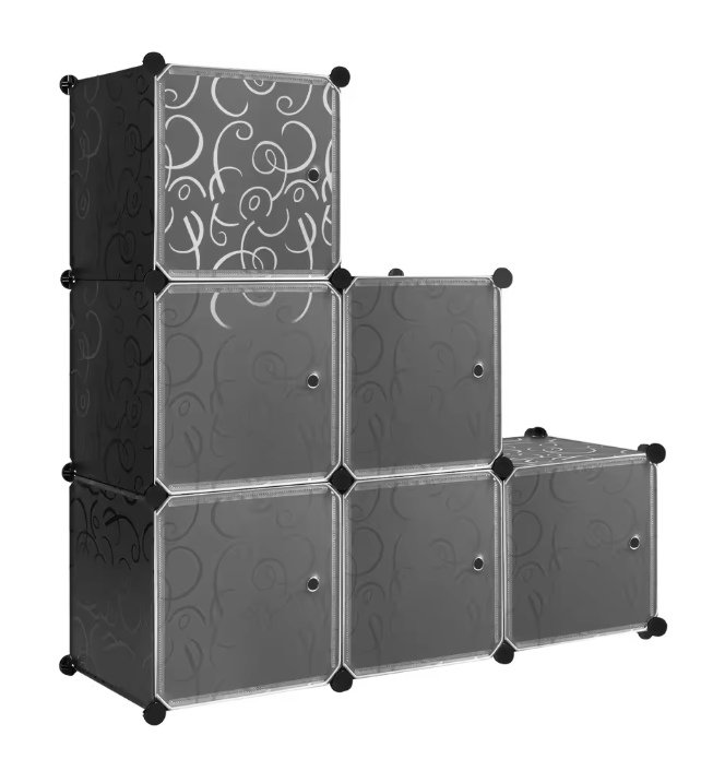 Schoenenkast met 6 Stapelbare Deuren – Modulaire Plastic Opbergboxen