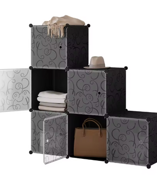 Schoenenkast met 6 Stapelbare Deuren – Modulaire Plastic Opbergboxen