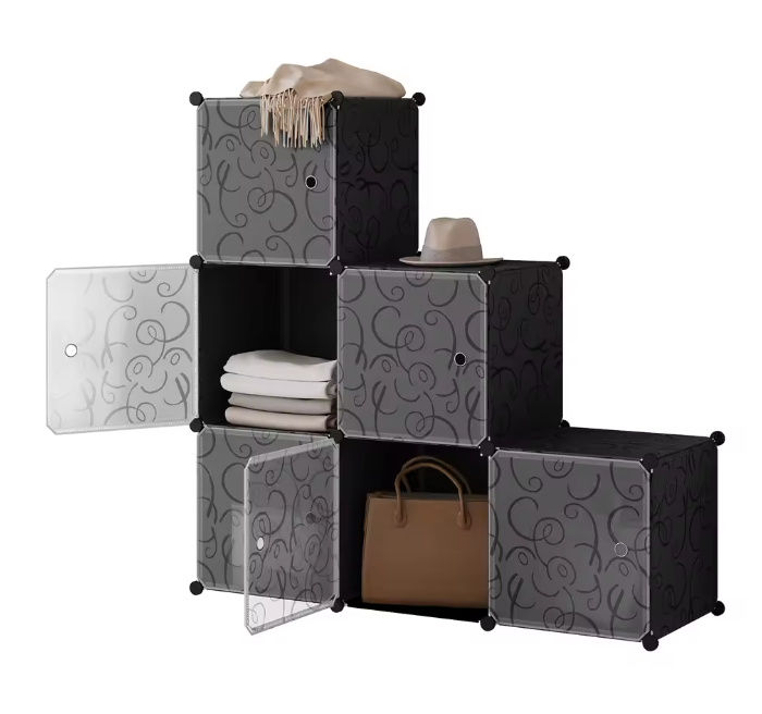 Schoenenkast met 6 Stapelbare Deuren – Modulaire Plastic Opbergboxen