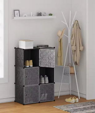 Schoenenkast met 6 Stapelbare Deuren – Modulaire Plastic Opbergboxen