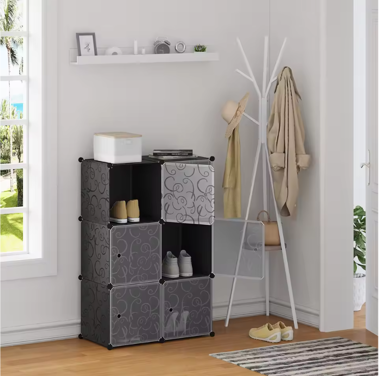 Schoenenkast met 6 Stapelbare Deuren – Modulaire Plastic Opbergboxen