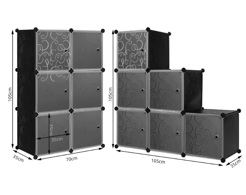 Schoenenkast met 6 Stapelbare Deuren – Modulaire Plastic Opbergboxen