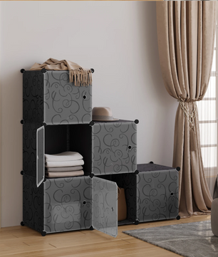 Schoenenkast met 6 Stapelbare Deuren – Modulaire Plastic Opbergboxen