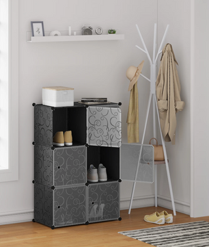 Schoenenkast met 6 Stapelbare Deuren – Modulaire Plastic Opbergboxen