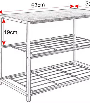 Industriële Schoenenrek met 2 Lagen – Staal en Hout, Compact Opbergsysteem