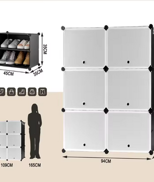Modulaire Schoenenkast met 6 Compartimenten – Kunststof Opbergkast