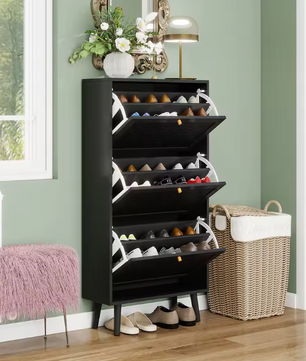 Bohemian Schoenenkast met Gevlochten Deuren – 60×24×121 cm, Modern en Stijlvol