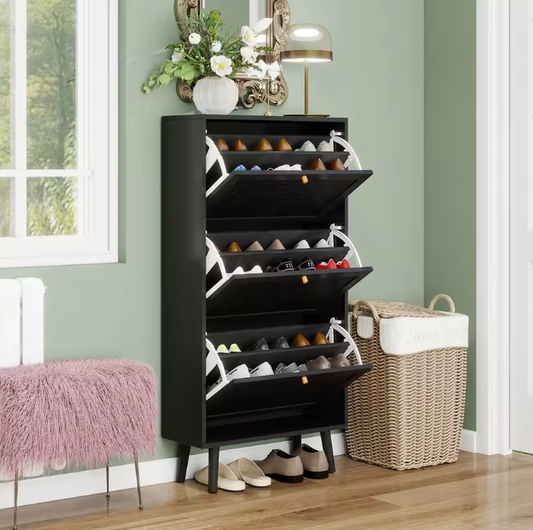 Bohemian Schoenenkast met Gevlochten Deuren – 60×24×121 cm, Modern en Stijlvol